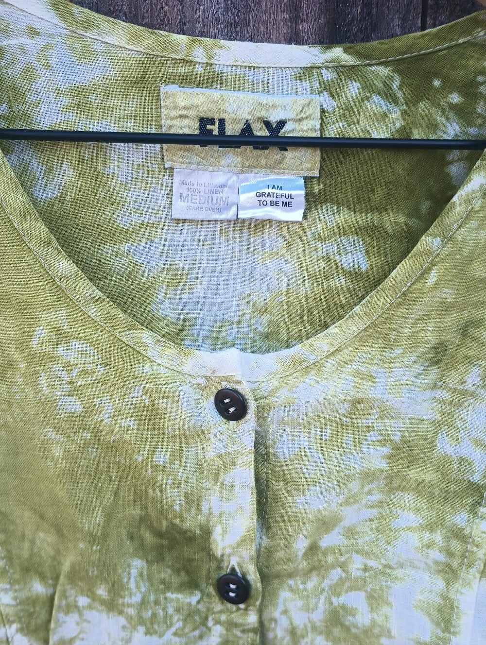 Flax Linen Button Front Hand Dyed - Picture 4 of 5